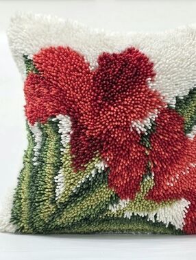 Floral Latch Hook Throw Pillow